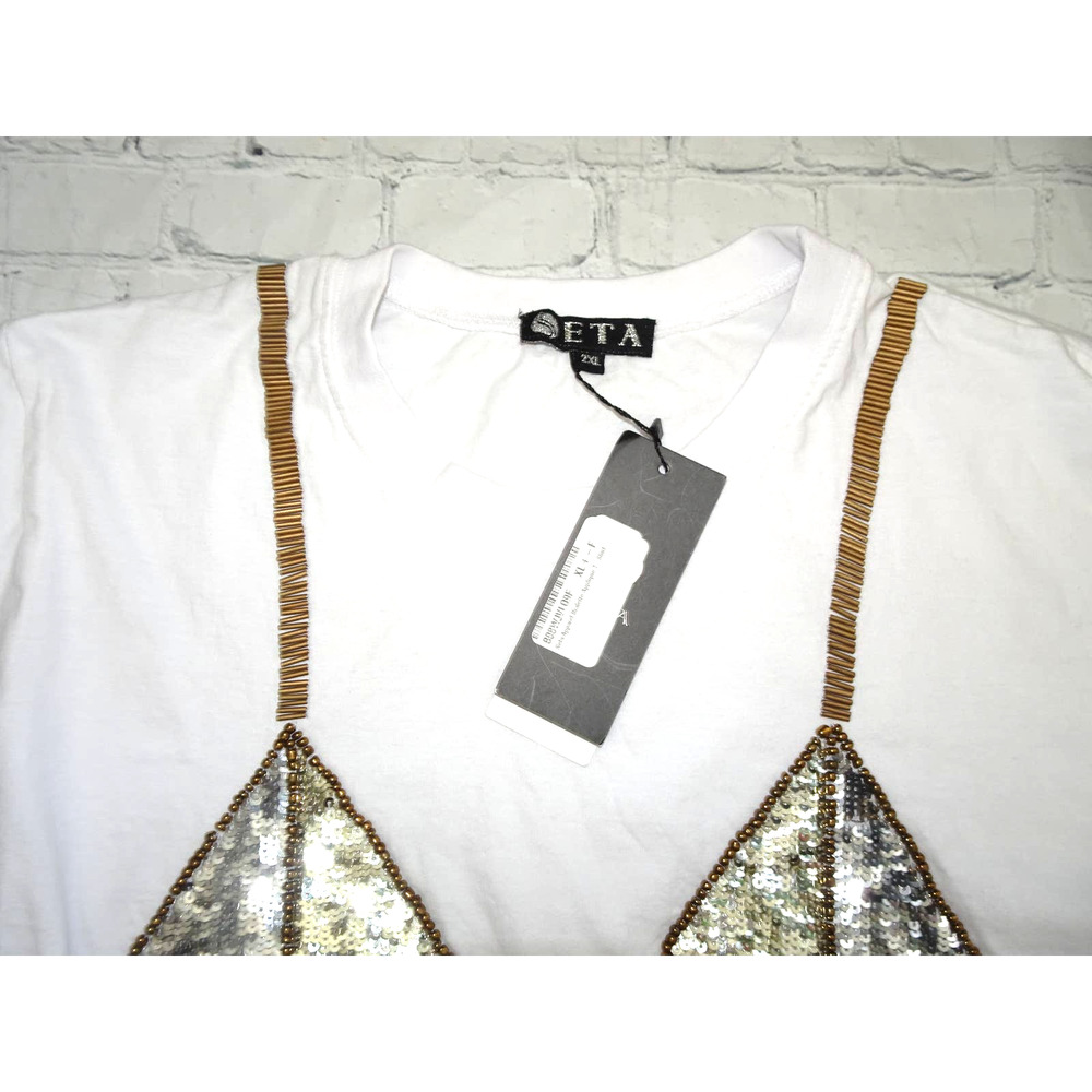 Seta Apparel Women's Bralette T-Shirt, 2XL, White - Picture 2 of 4